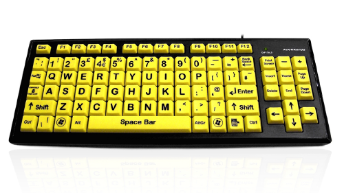 Large keys black on yellow keyboard
